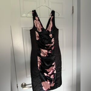 Black and pink floral dress from Le Chateau